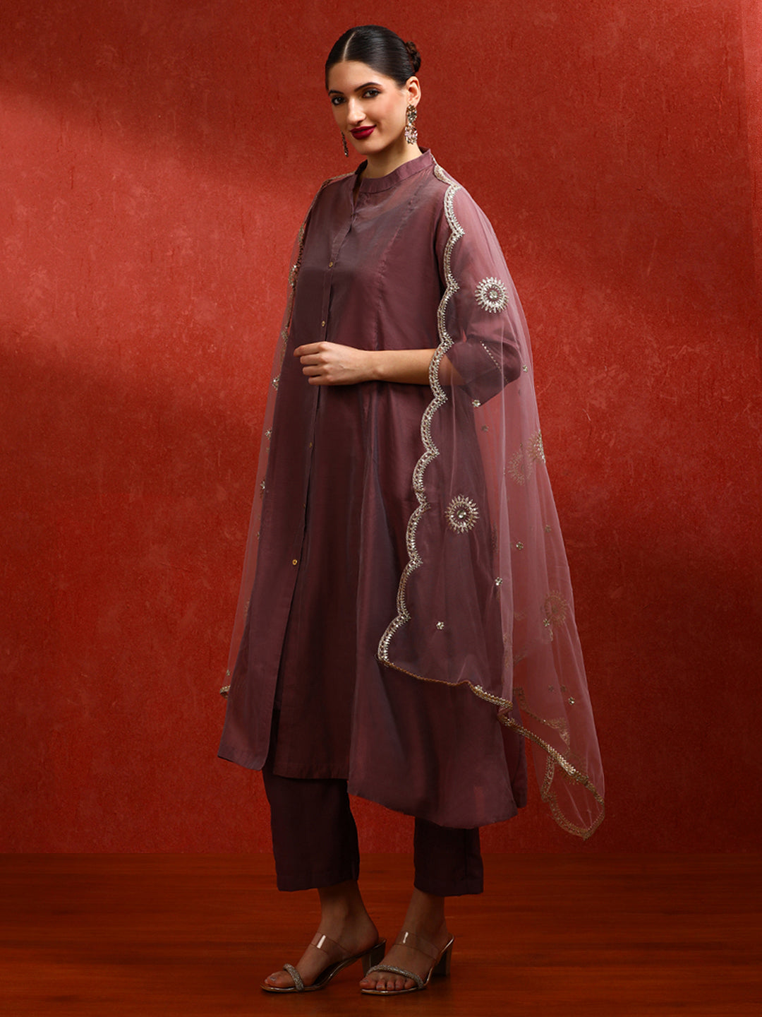Solid Solid A-Line Kurta & Trousers Sets