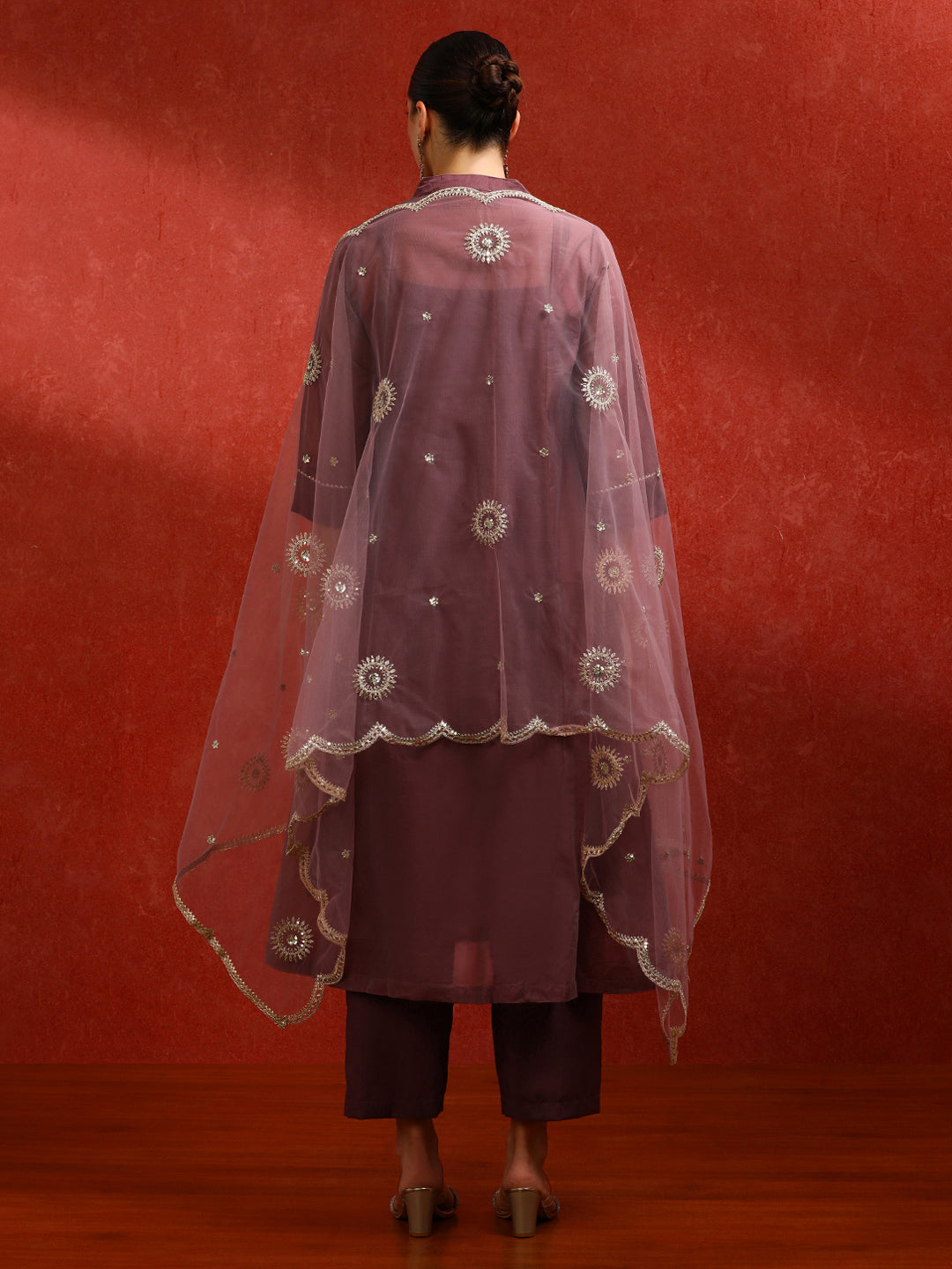 Solid Solid A-Line Kurta & Trousers Sets