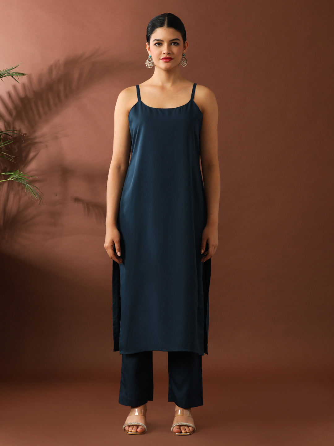 Solid Embroidered A-Line Chanderi Cotton Kurta Sets