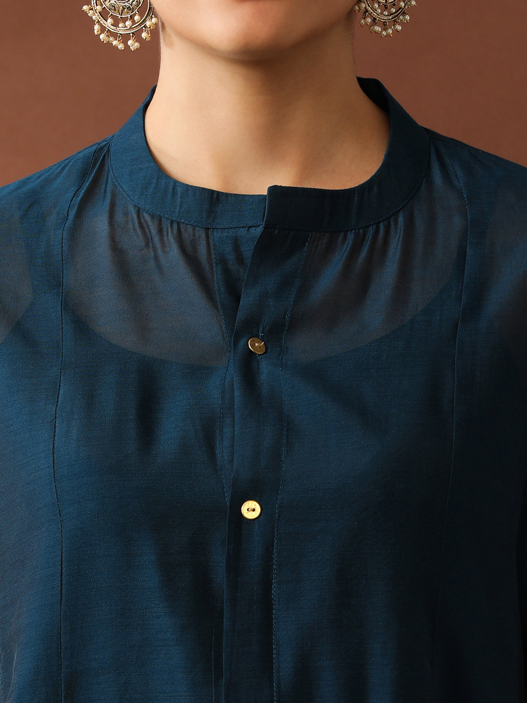 Solid Embroidered A-Line Chanderi Cotton Kurta Sets