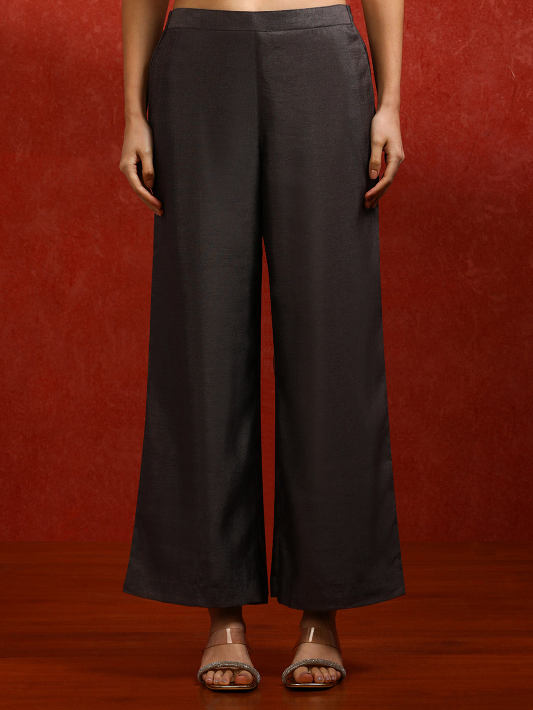 Solid Embroidered Straight Kurta & Trousers Sets