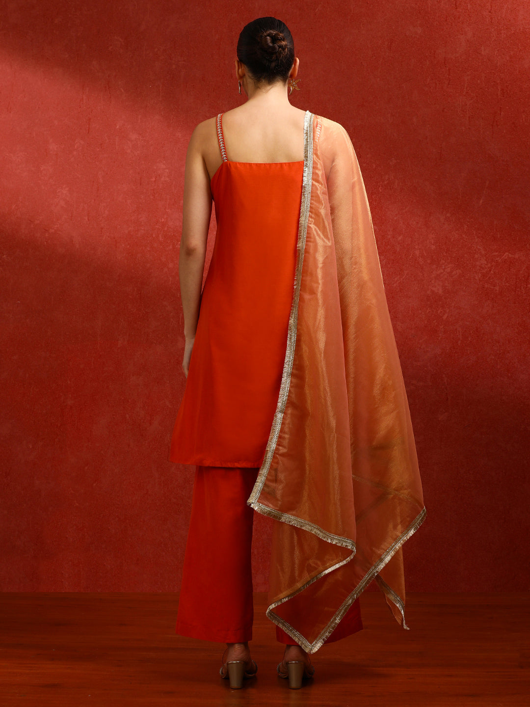 Floral Embroidered Straight Kurta & Trousers Sets