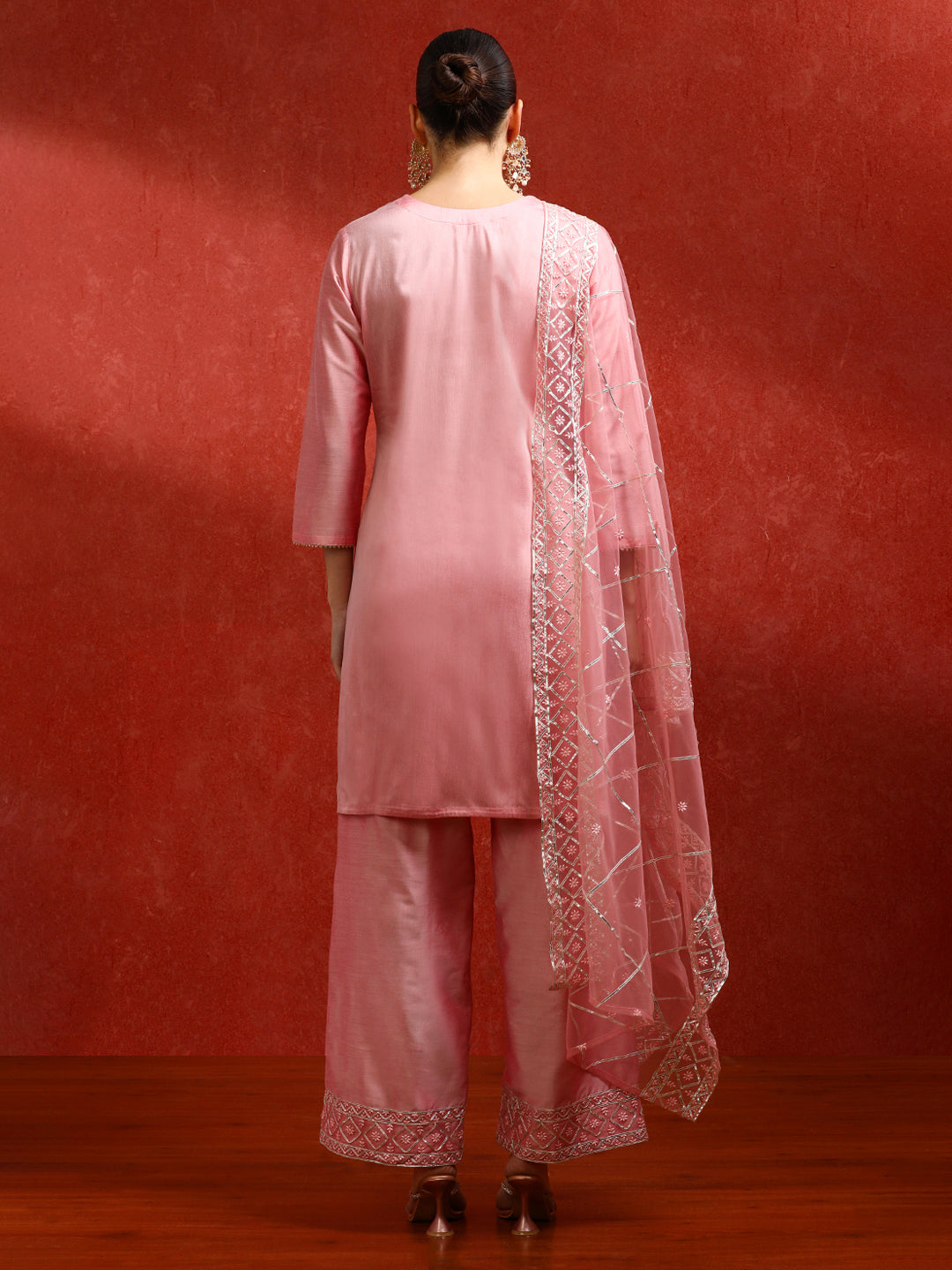 Floral Embroidered A-Line Kurta & Trousers Sets