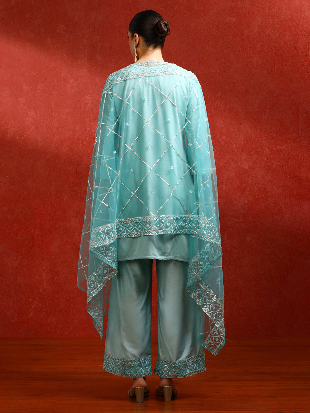 Floral Embroidered A-Line Kurta & Trousers Sets