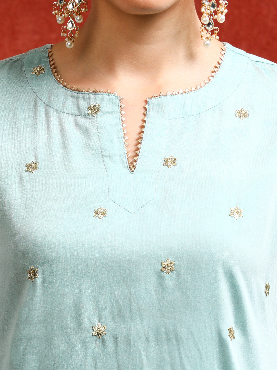 Floral Embroidered A-Line Kurta & Trousers Sets