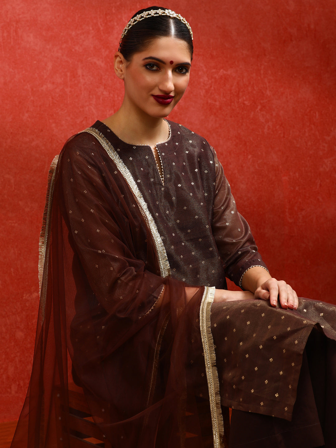 Floral Embroidered A-Line Kurta & Trousers Sets