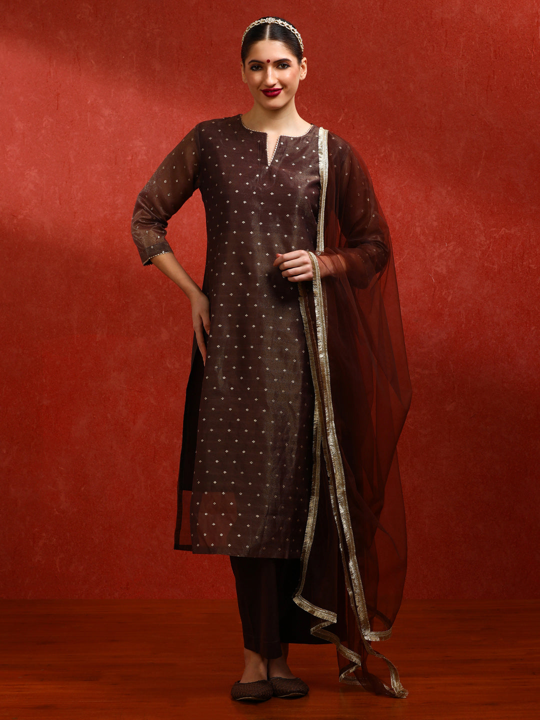 Floral Embroidered A-Line Kurta & Trousers Sets