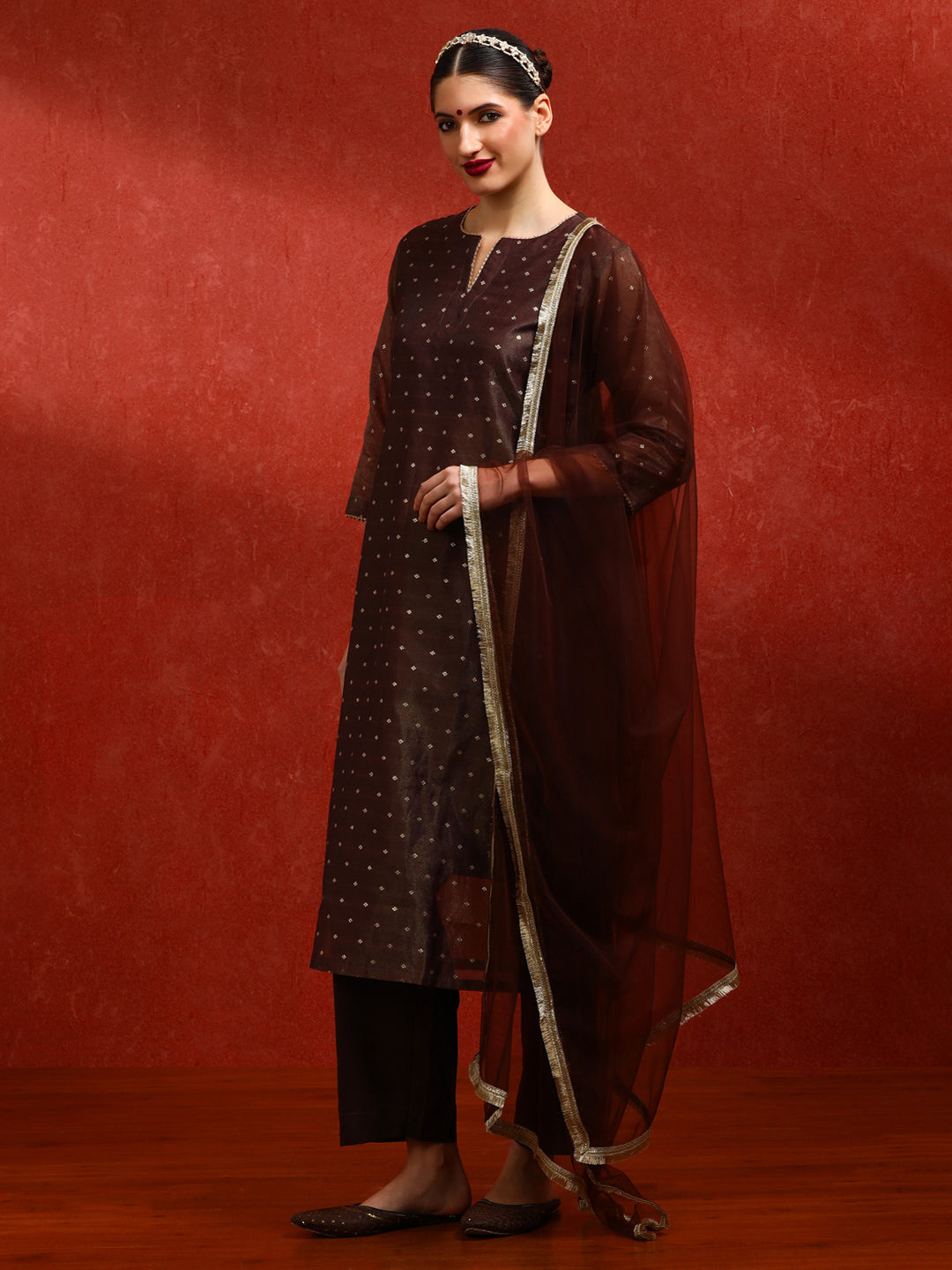 Floral Embroidered A-Line Kurta & Trousers Sets