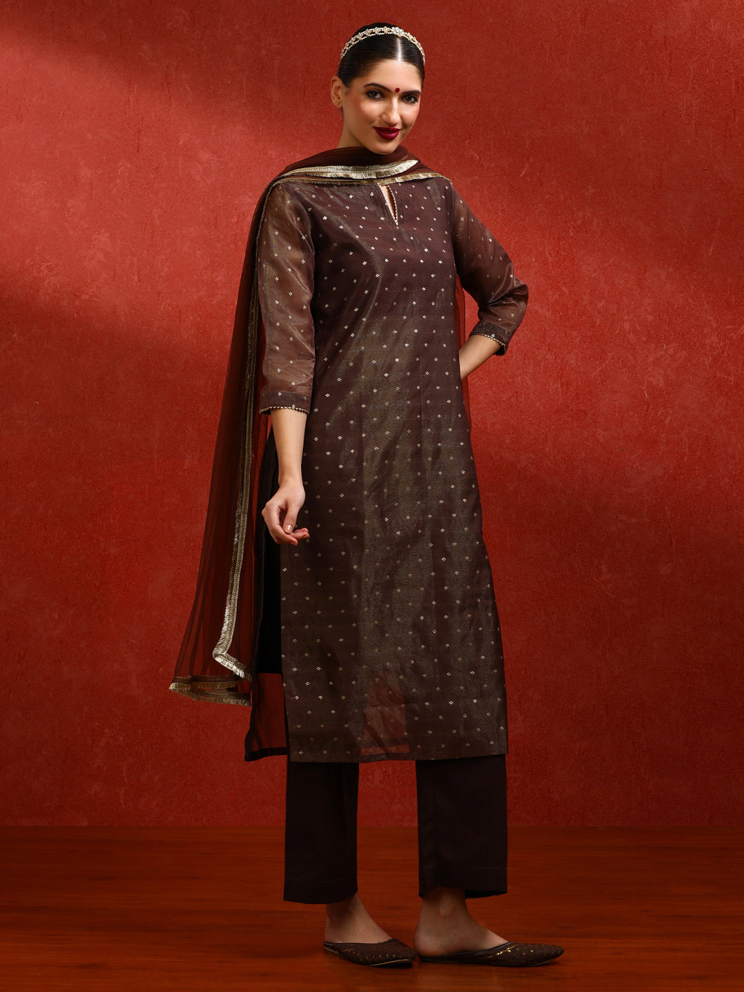 Floral Embroidered A-Line Kurta & Trousers Sets