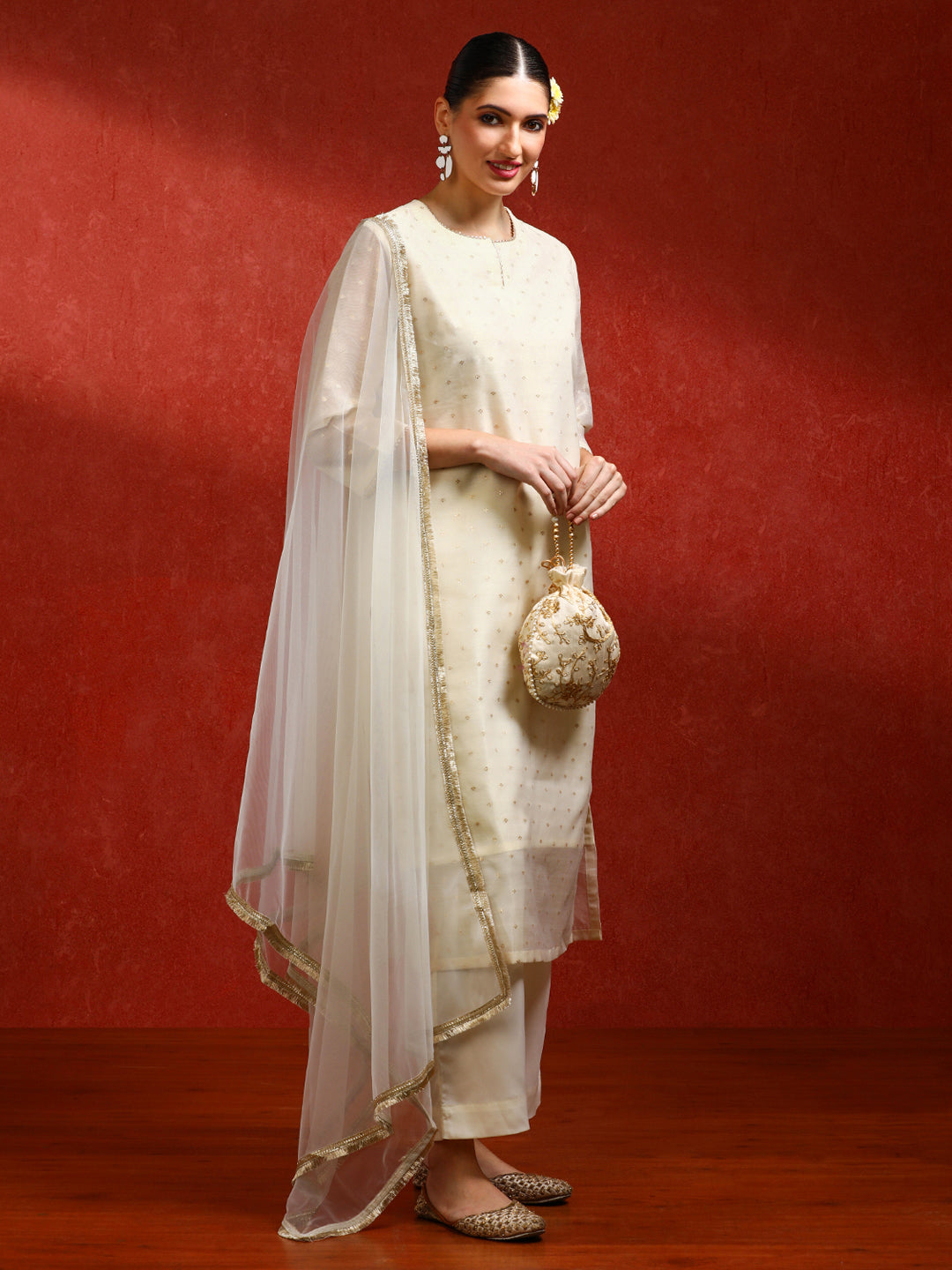 Floral Embroidered A-Line Kurta & Trousers Sets