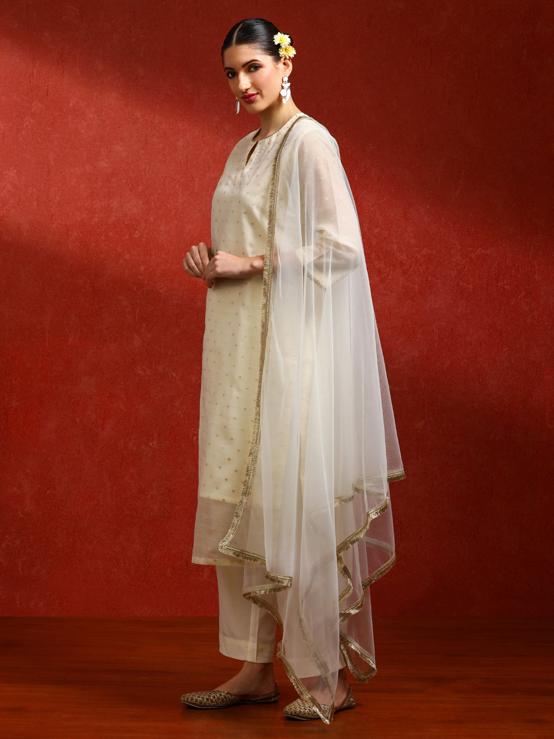 Floral Embroidered A-Line Kurta & Trousers Sets