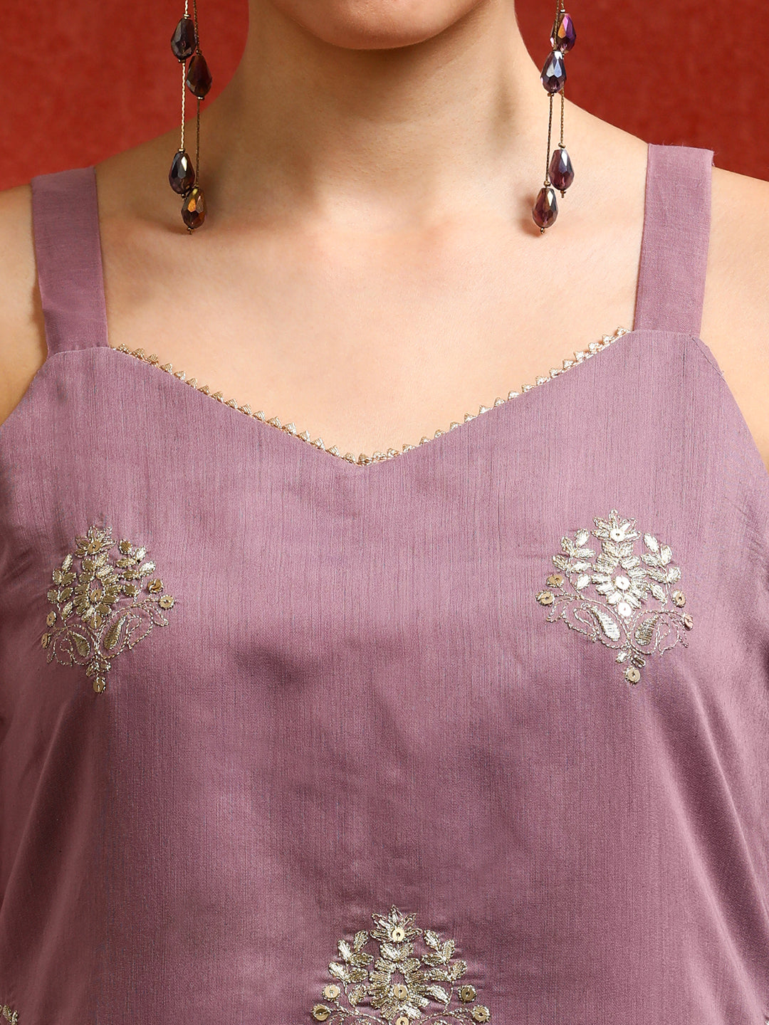 Floral Embroidered A-Line Kurta & Trousers Sets