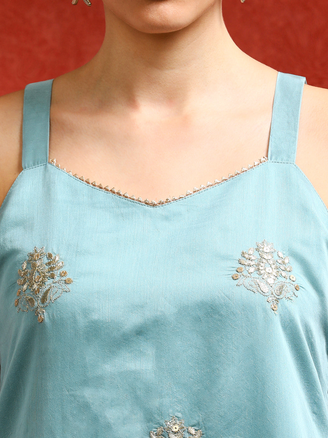 Floral Embroidered A-Line Kurta & Trousers Sets