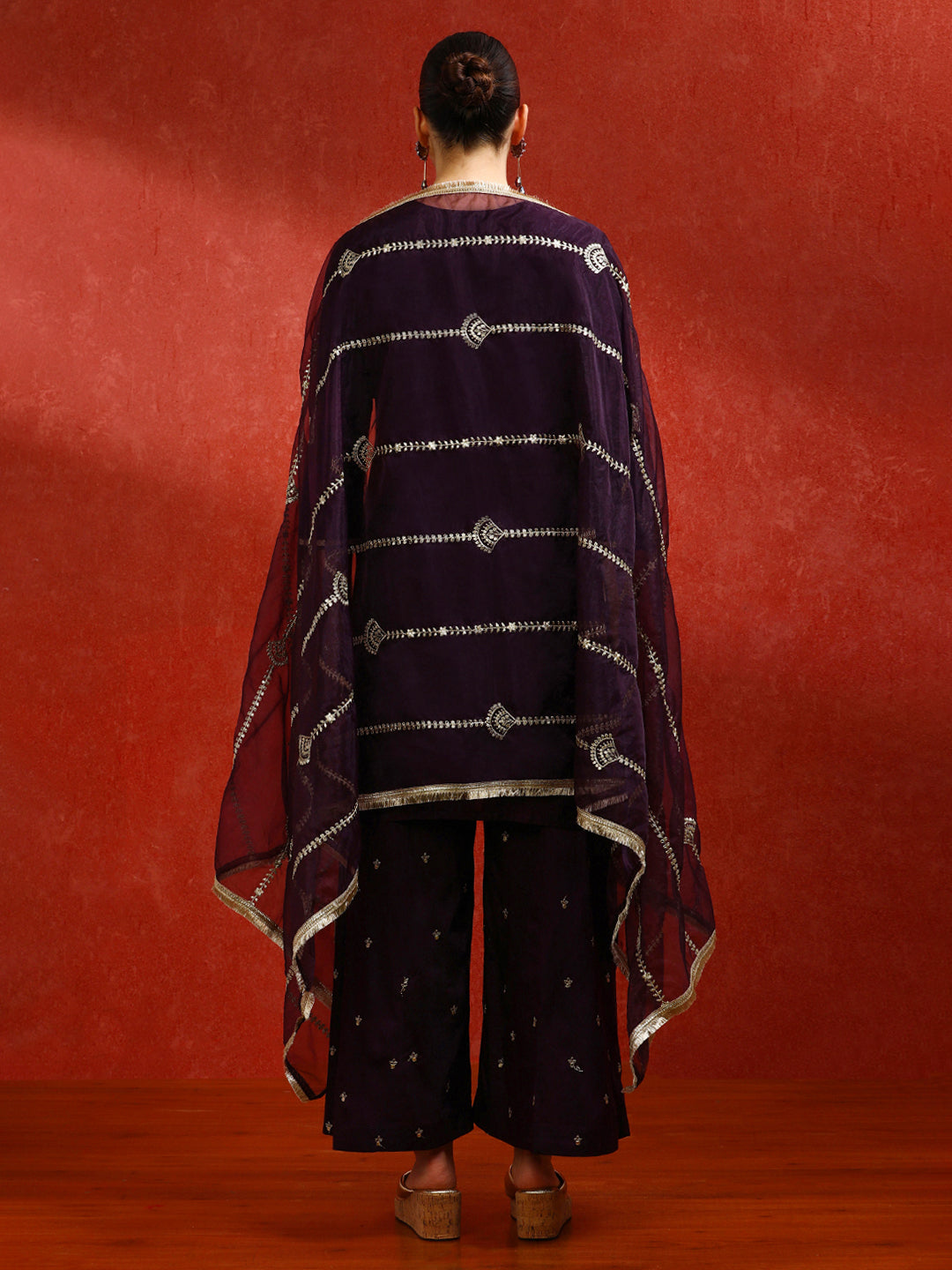 Solid Embroidered A-Line Kurta & Sharara Sets