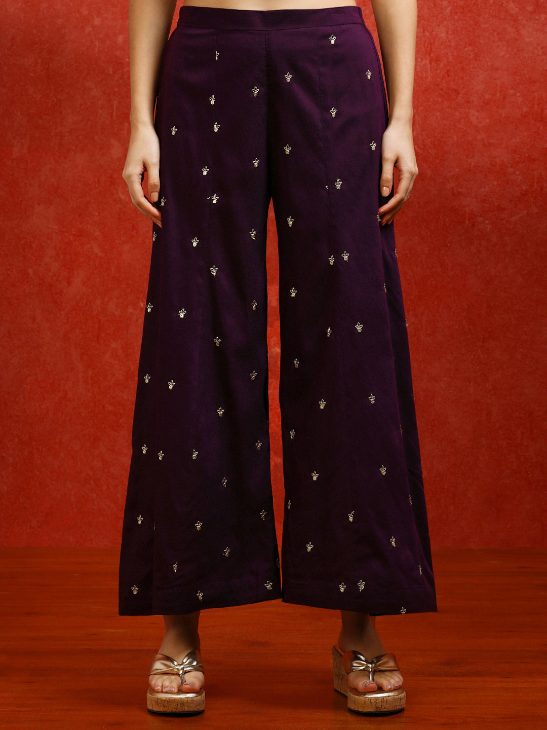 Solid Embroidered A-Line Kurta & Sharara Sets