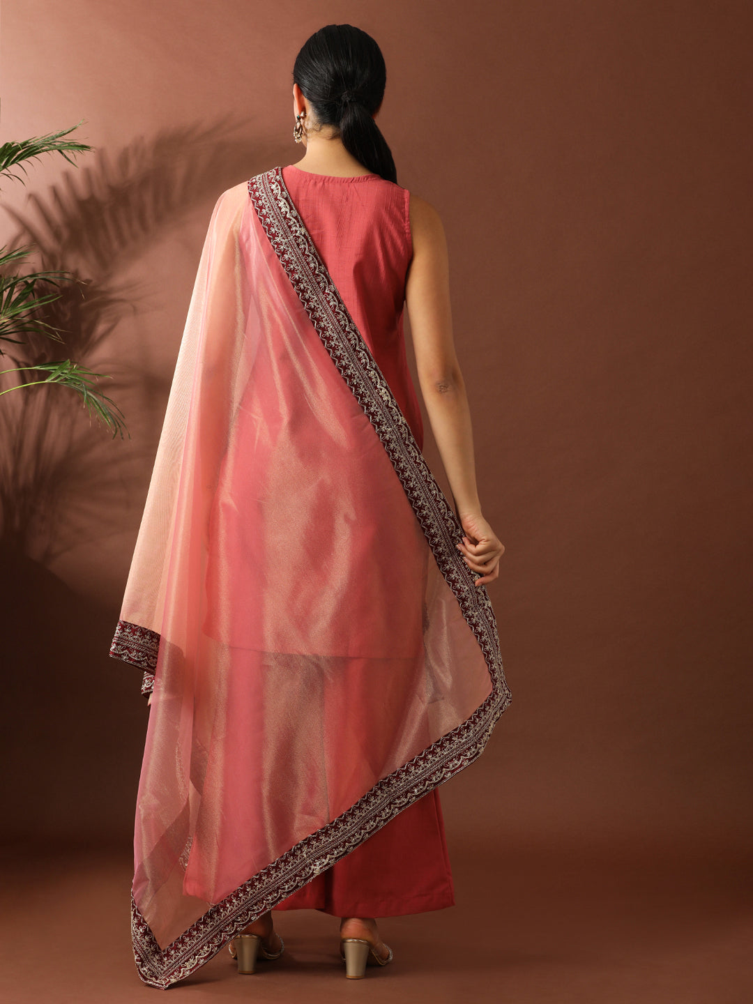 Floral Embroidered Straight Silk Blend Kurta & Sharara Sets