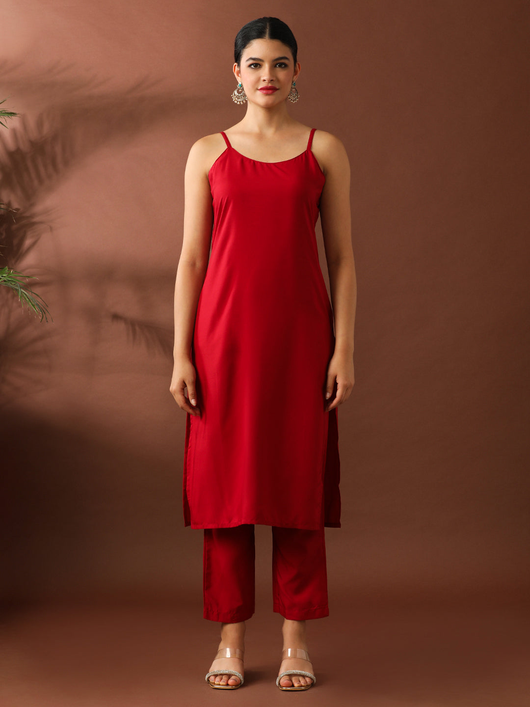 Floral Embroidered A-Line Chanderi Cotton Kurta & Trousers Sets