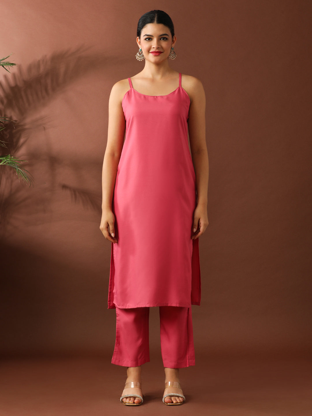 Floral Embroidered A-Line Chanderi Cotton Kurta & Trousers Sets