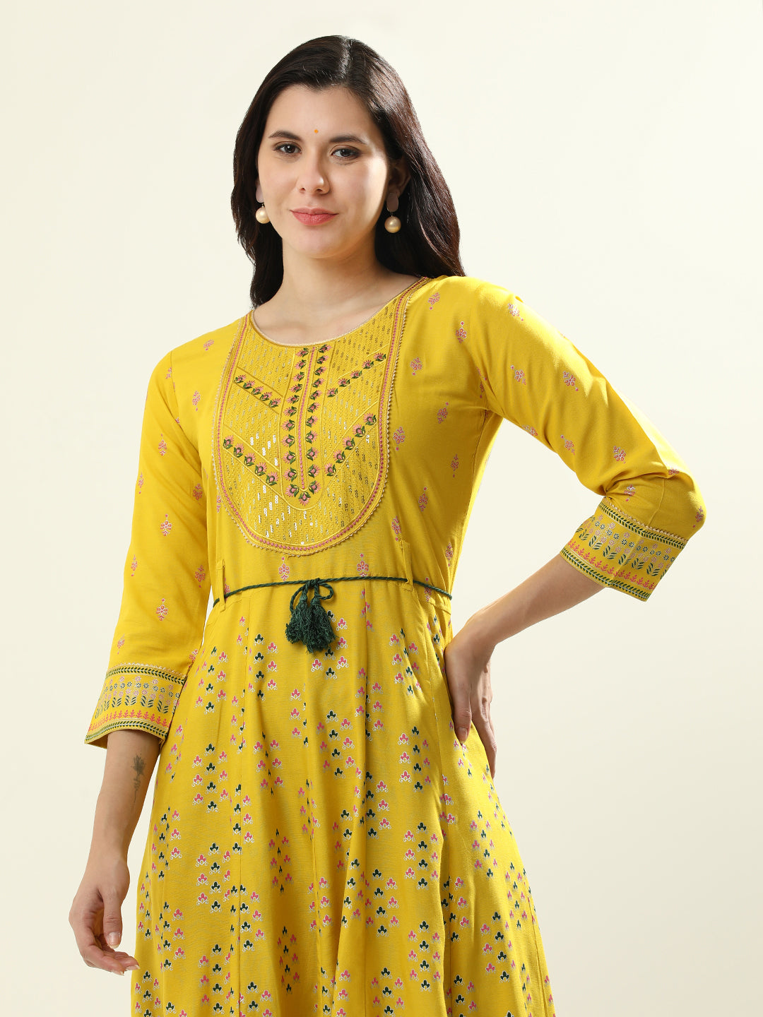 Embroidered Pure Cotton Floral Tiered Maxi Dress