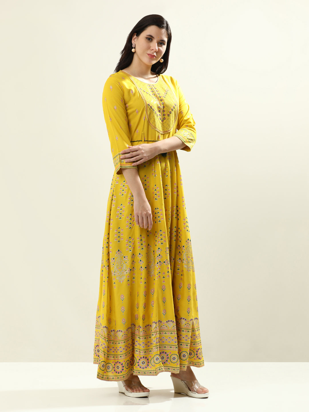 Embroidered Pure Cotton Floral Tiered Maxi Dress