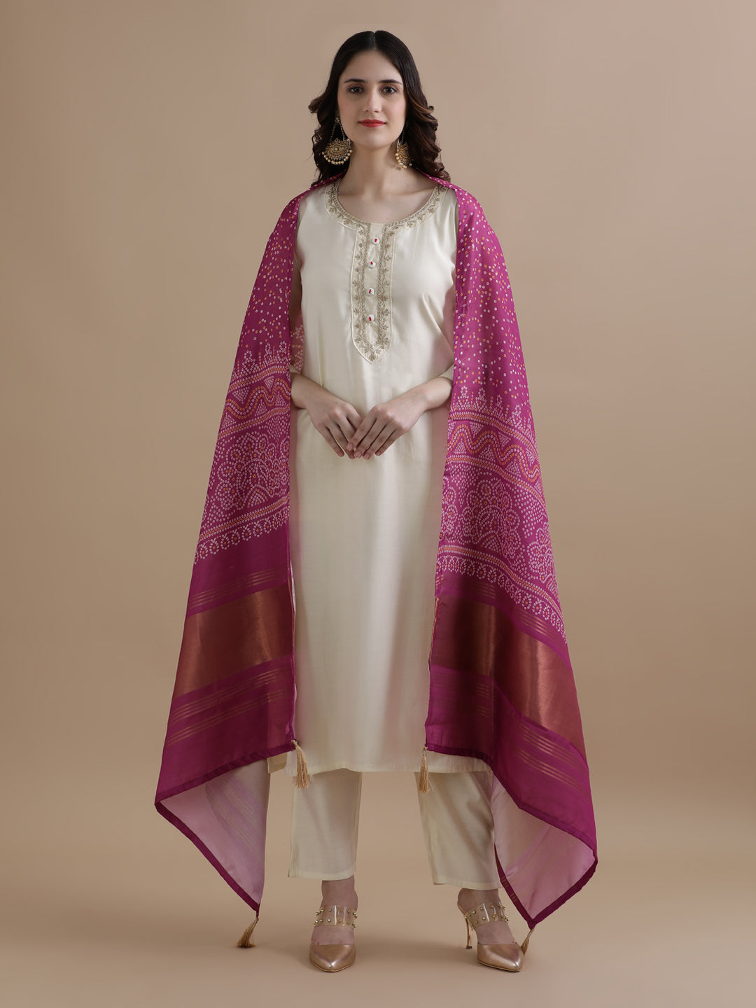 Embroidered Viscose Rayon Ethnic Motifs Kurta Sets With Dupatta
