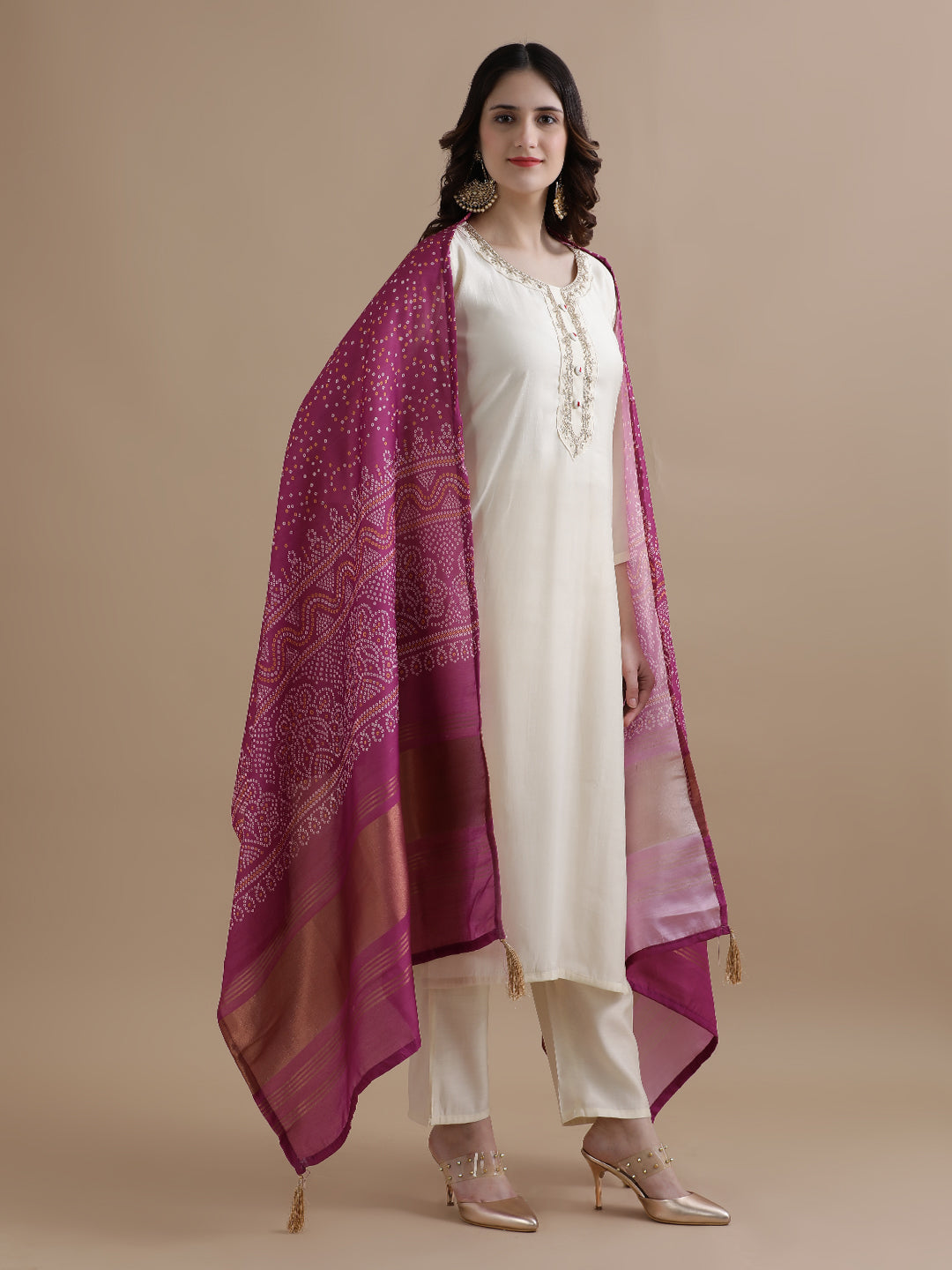 Embroidered Viscose Rayon Ethnic Motifs Kurta Sets With Dupatta