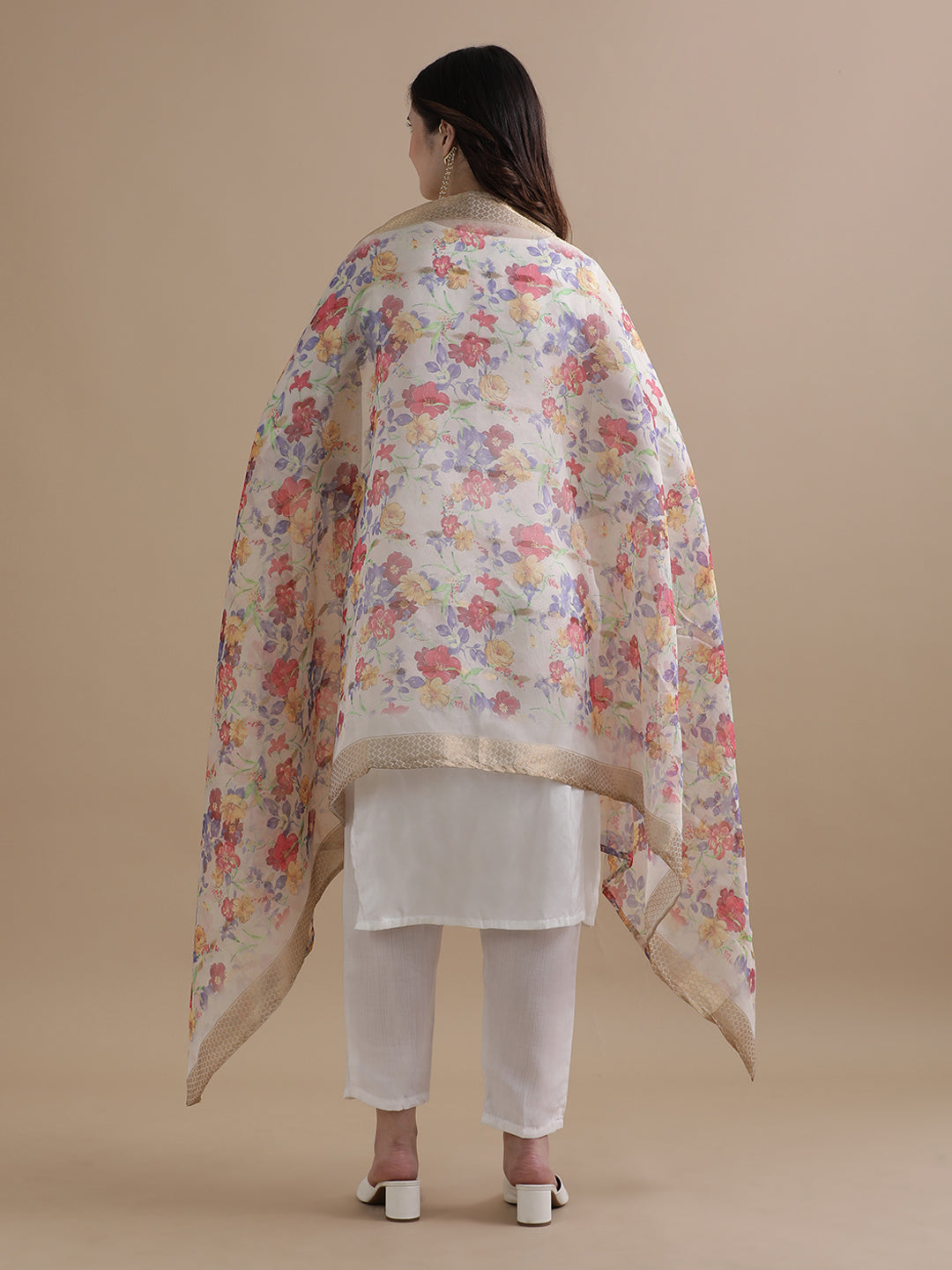 Embroidered Nylon Ethnic Motifs Kurta Sets With Dupatta