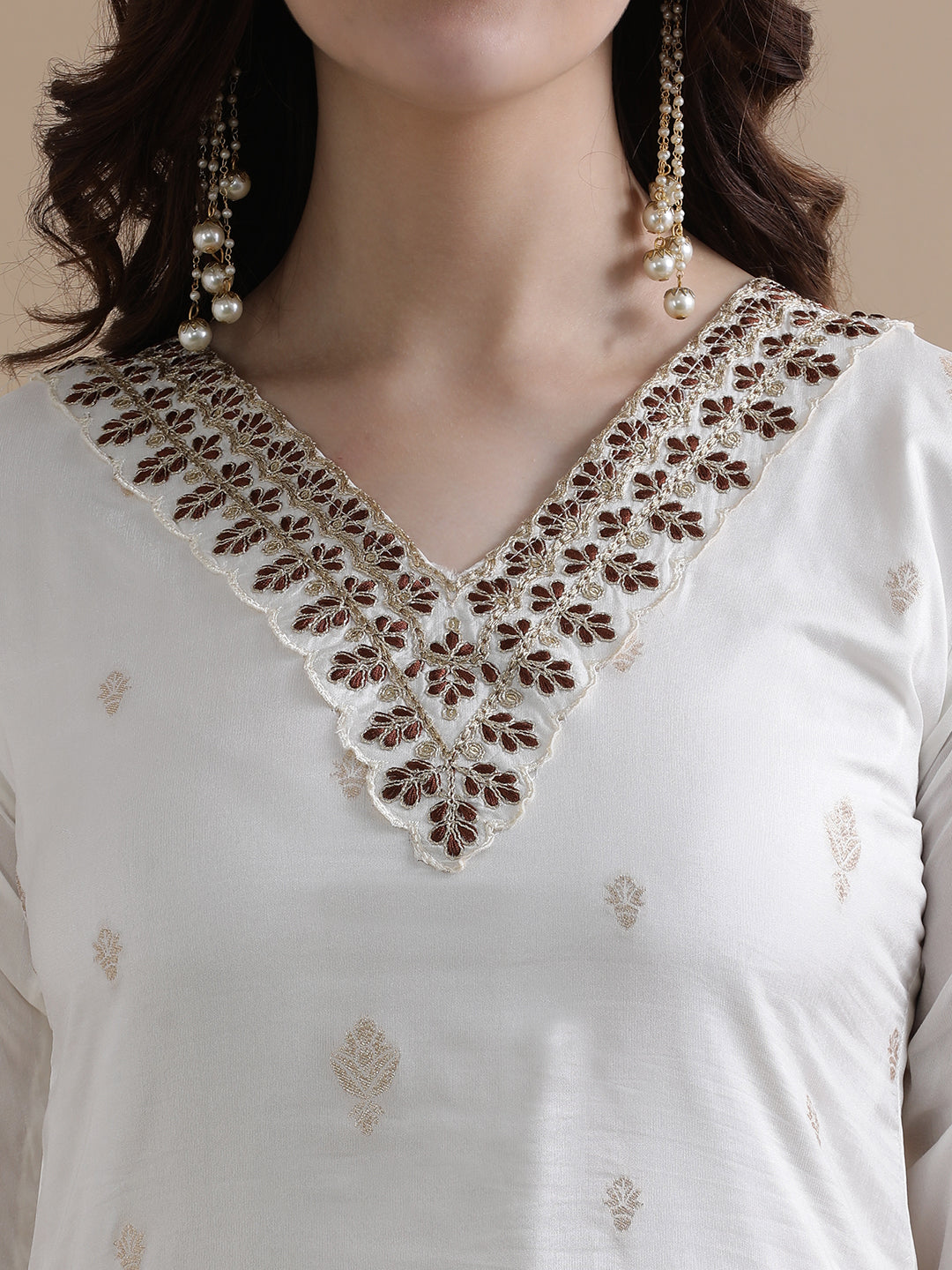 Embroidered Nylon Ethnic Motifs Kurta Sets With Dupatta