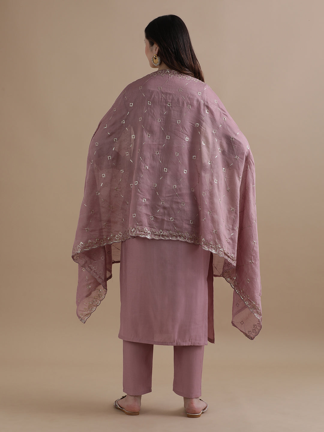 Embroidered Chanderi Cotton Ethnic Motifs Kurta Sets With Dupatta