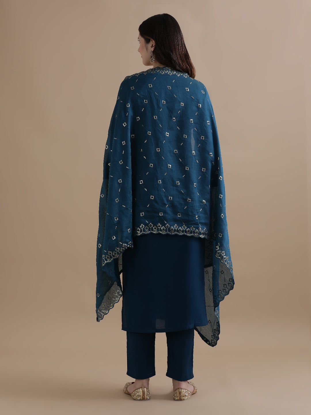 Embroidered Chanderi Cotton Ethnic Motifs Kurta Sets With Dupatta