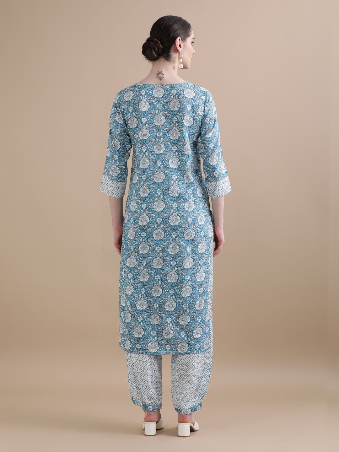 Embroidered Floral Straight Mirror Work Kurta Sets With Dupatta