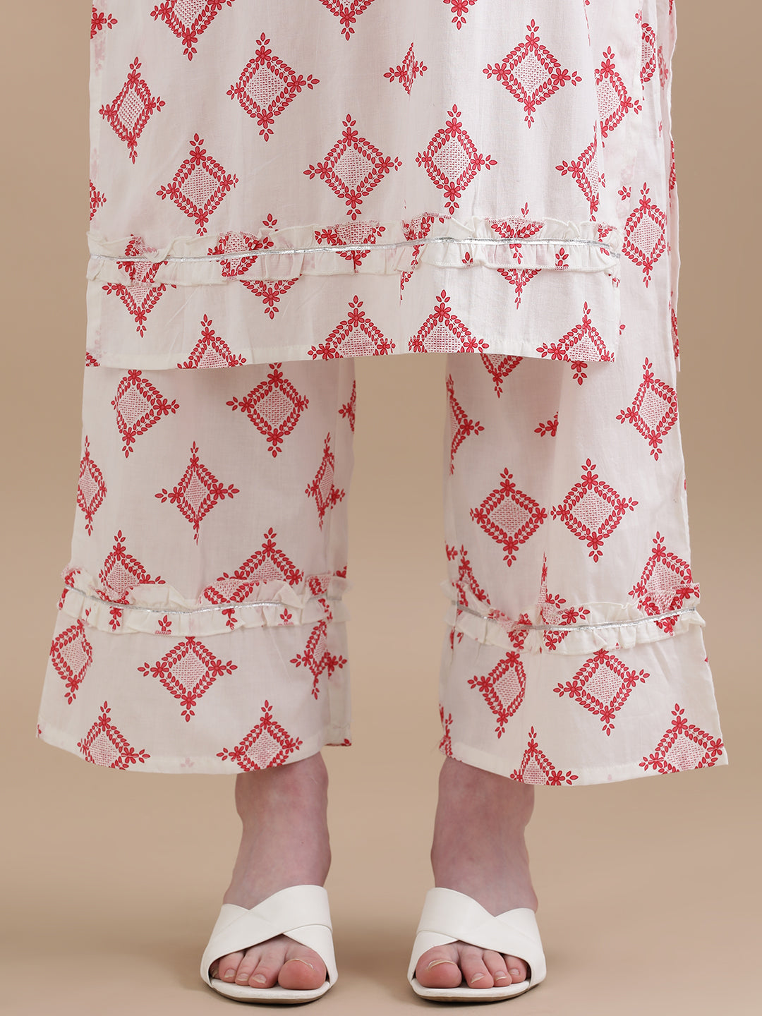 Pure Cotton Geometric Embroidered Kurta Sets With Dupatta