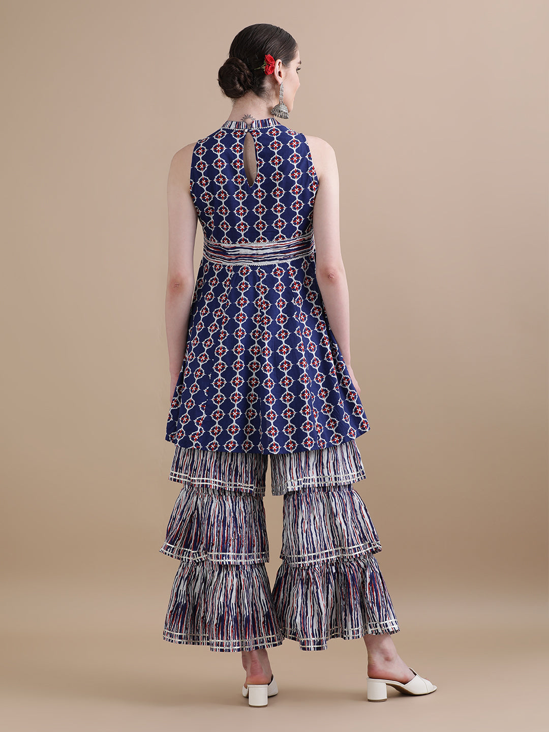 Pure Cotton Floral Printed Kurta With Sharara