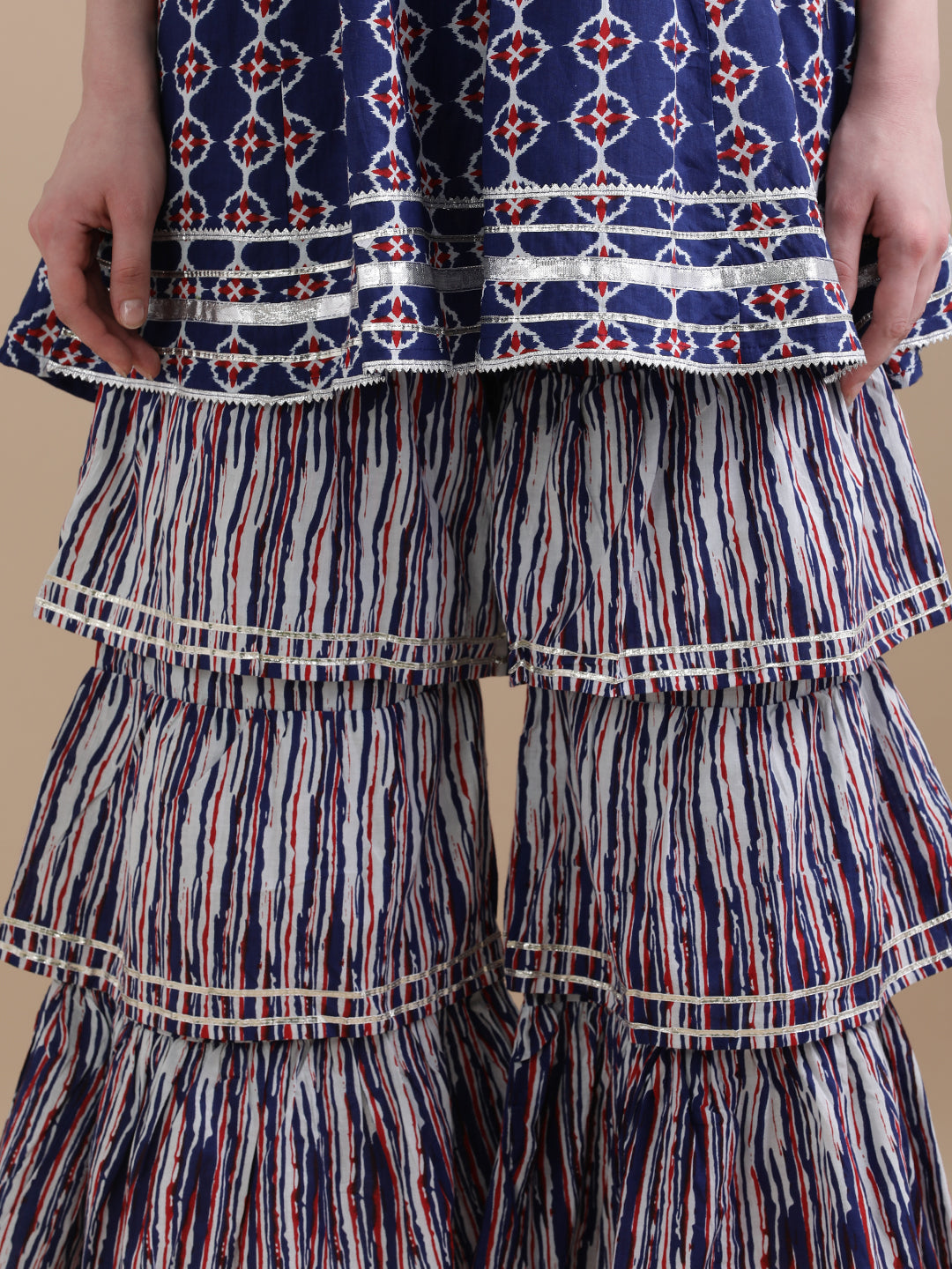 Pure Cotton Floral Printed Kurta With Sharara