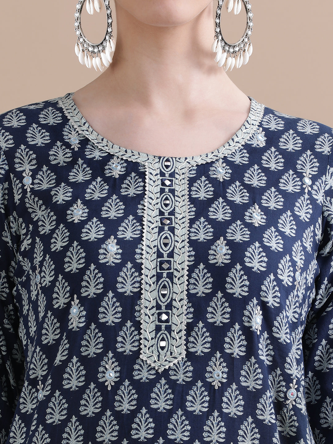 Pure Cotton Embroidered Straight Kurta Sets With Dupatta