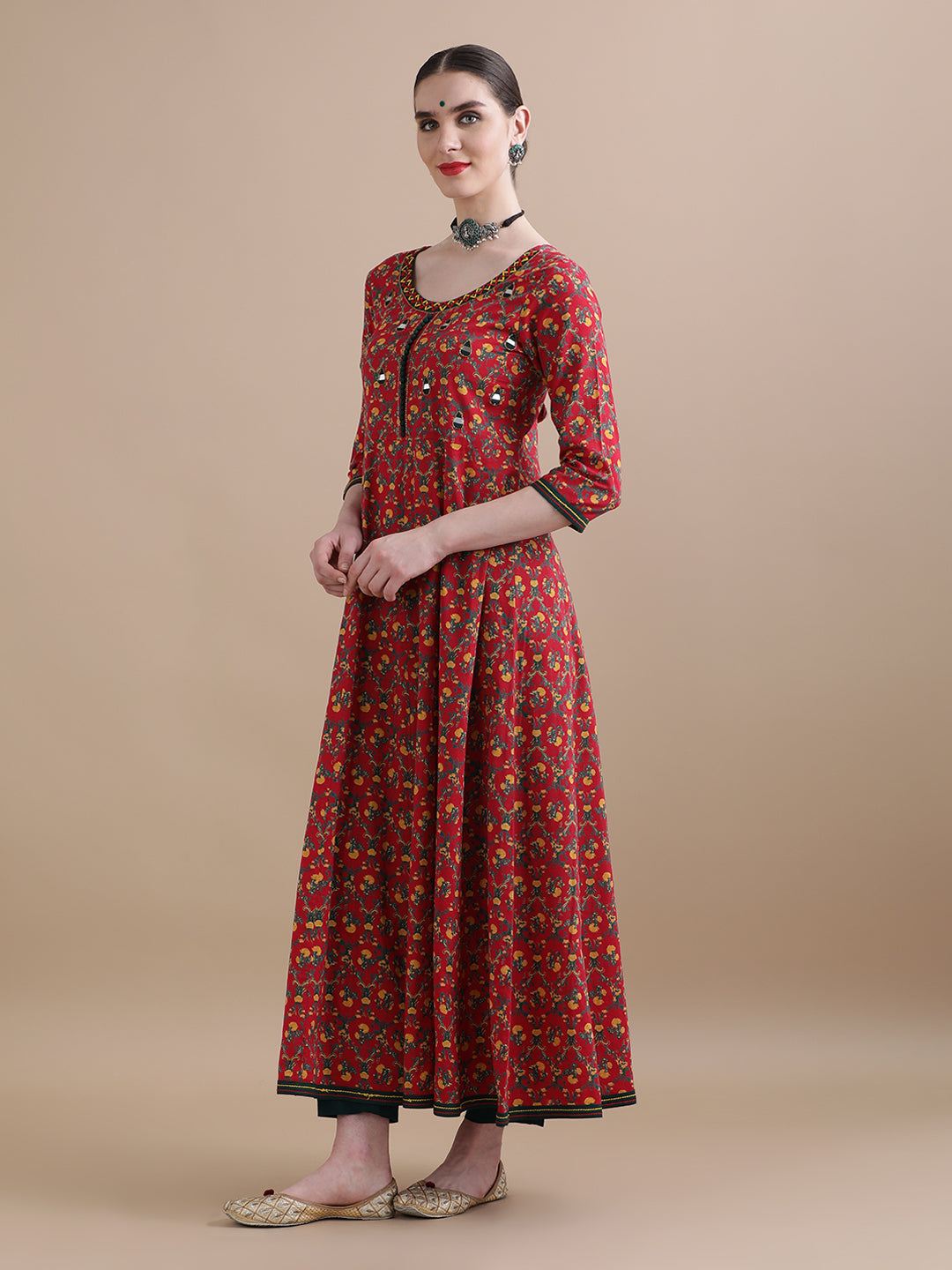 Pure Cotton Floral Embroidered Kurta Sets With Dupatta