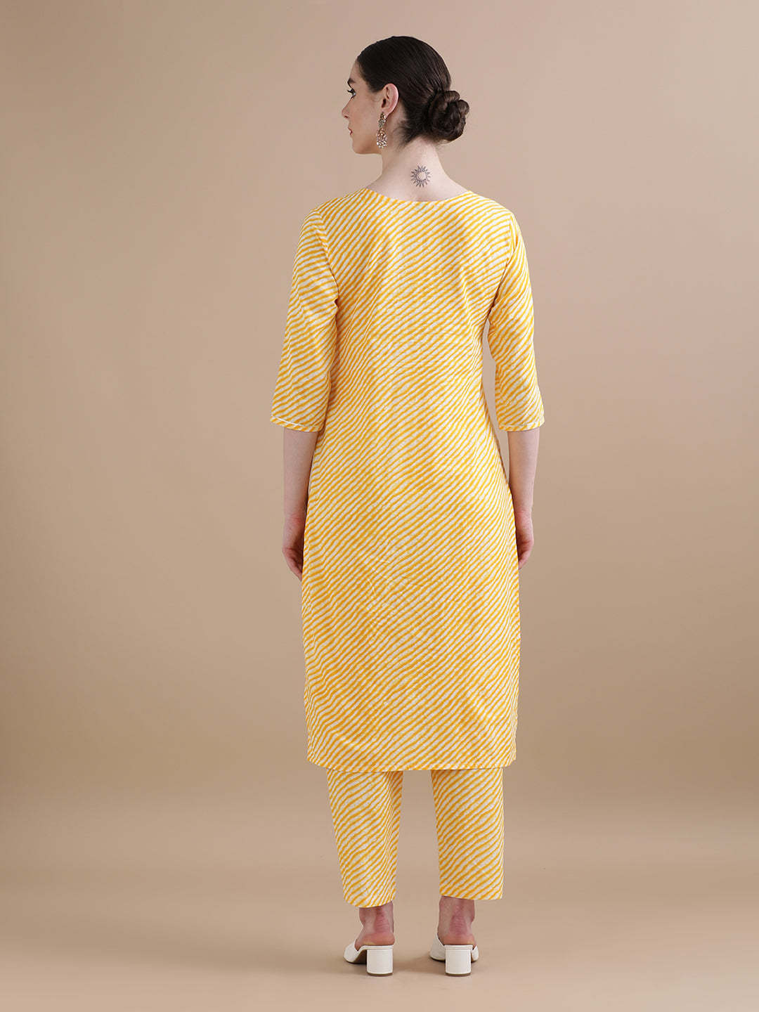 Pure Cotton Leheriya Embroidered Kurta Sets With Dupatta