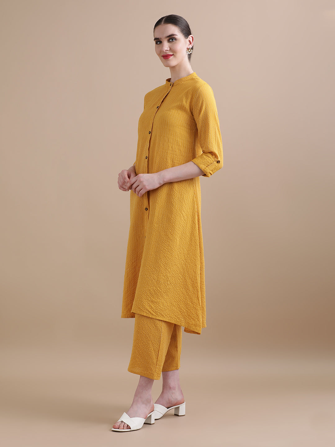 Pure Cotton Solid Kantha Work Kurta With Pant