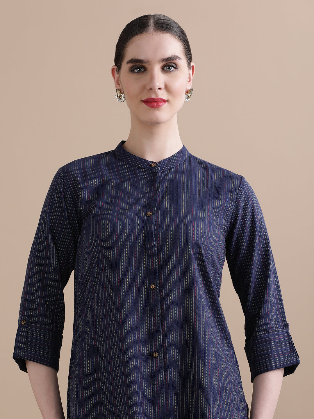 Pure Cotton Solid Kantha Work Kurta With Pant