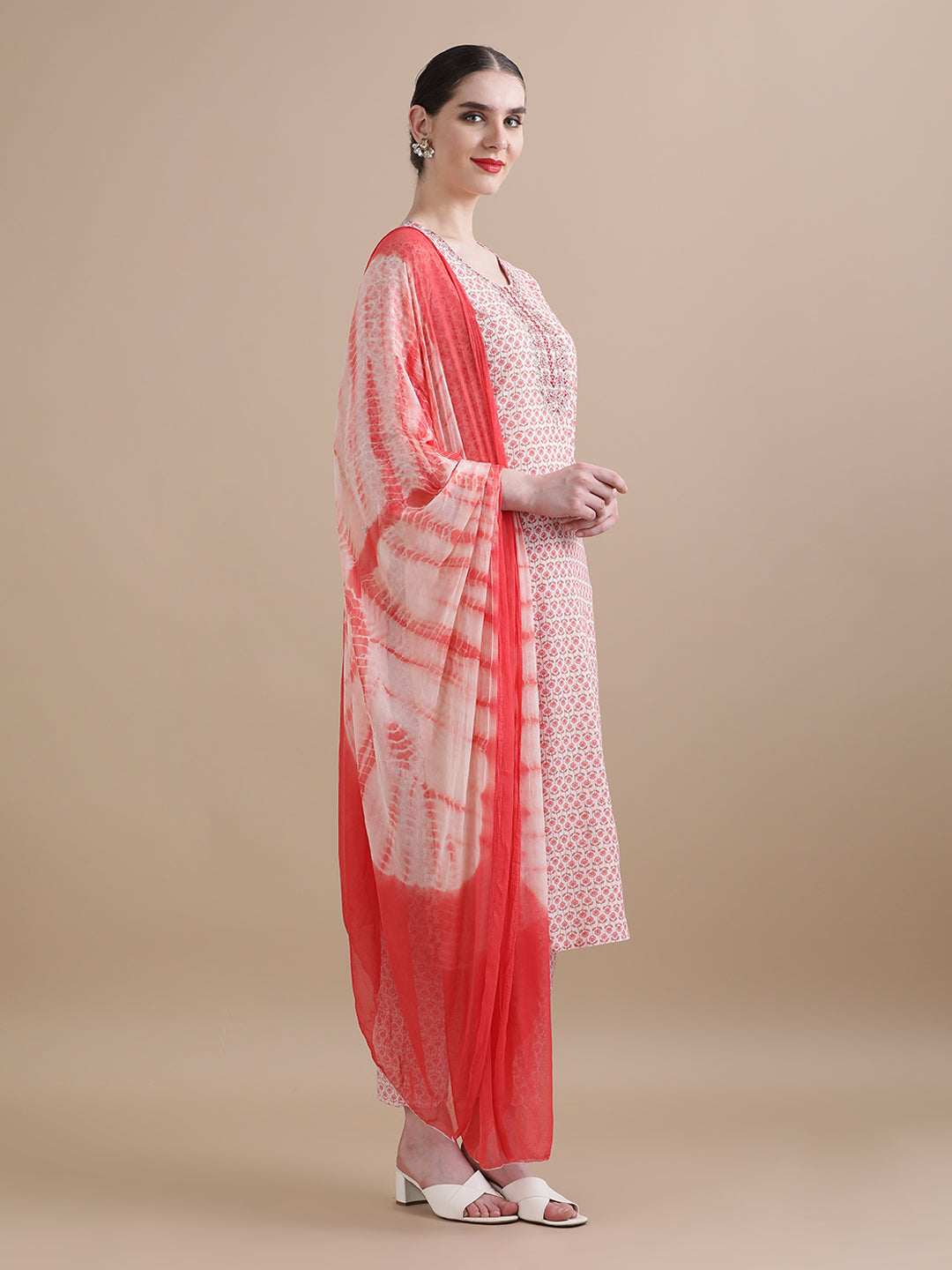 Pure Cotton Embroidered Straight Kurta Sets With Dupatta