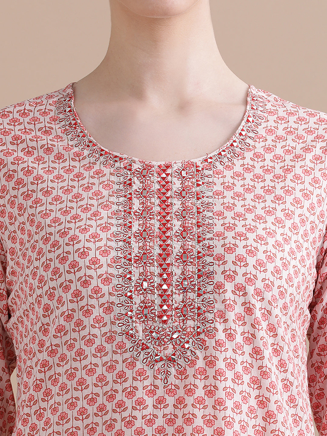 Pure Cotton Embroidered Straight Kurta Sets With Dupatta