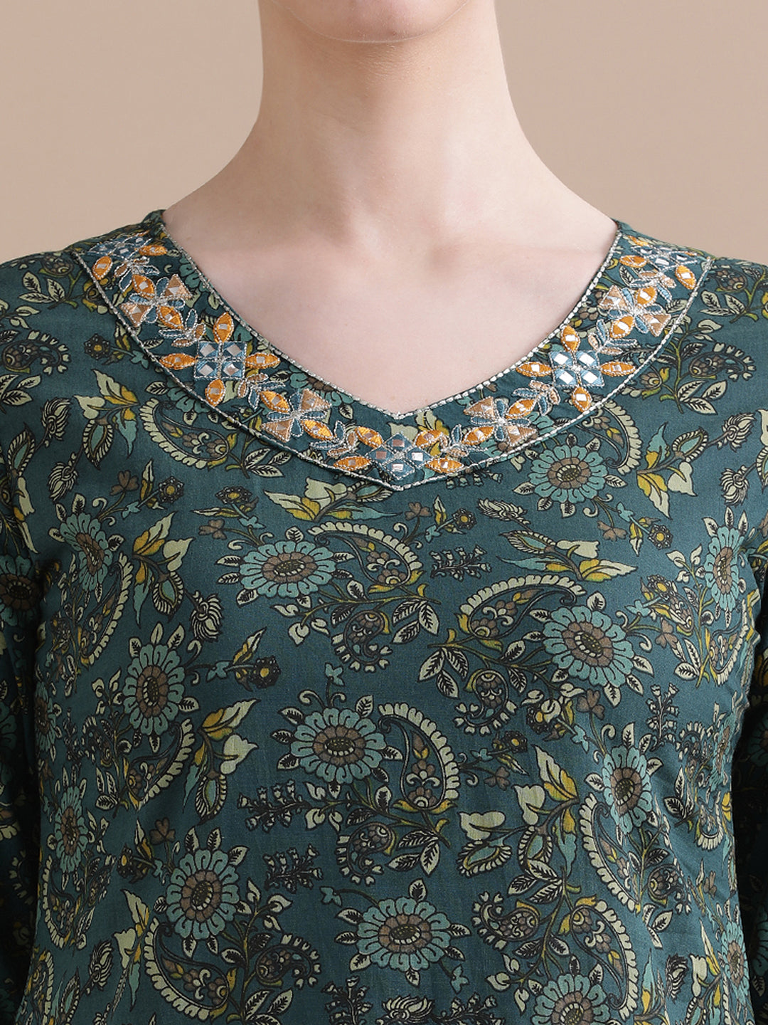 Pure Cotton Floral Embroidered Kurta Sets With Dupatta