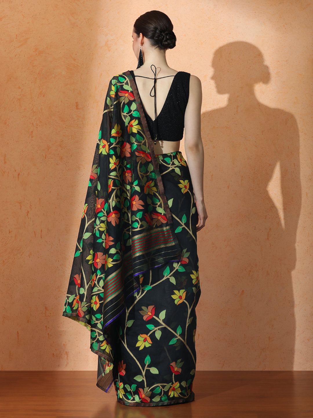 Floral Jamdani Cotton Saree with Unstiched Blouse