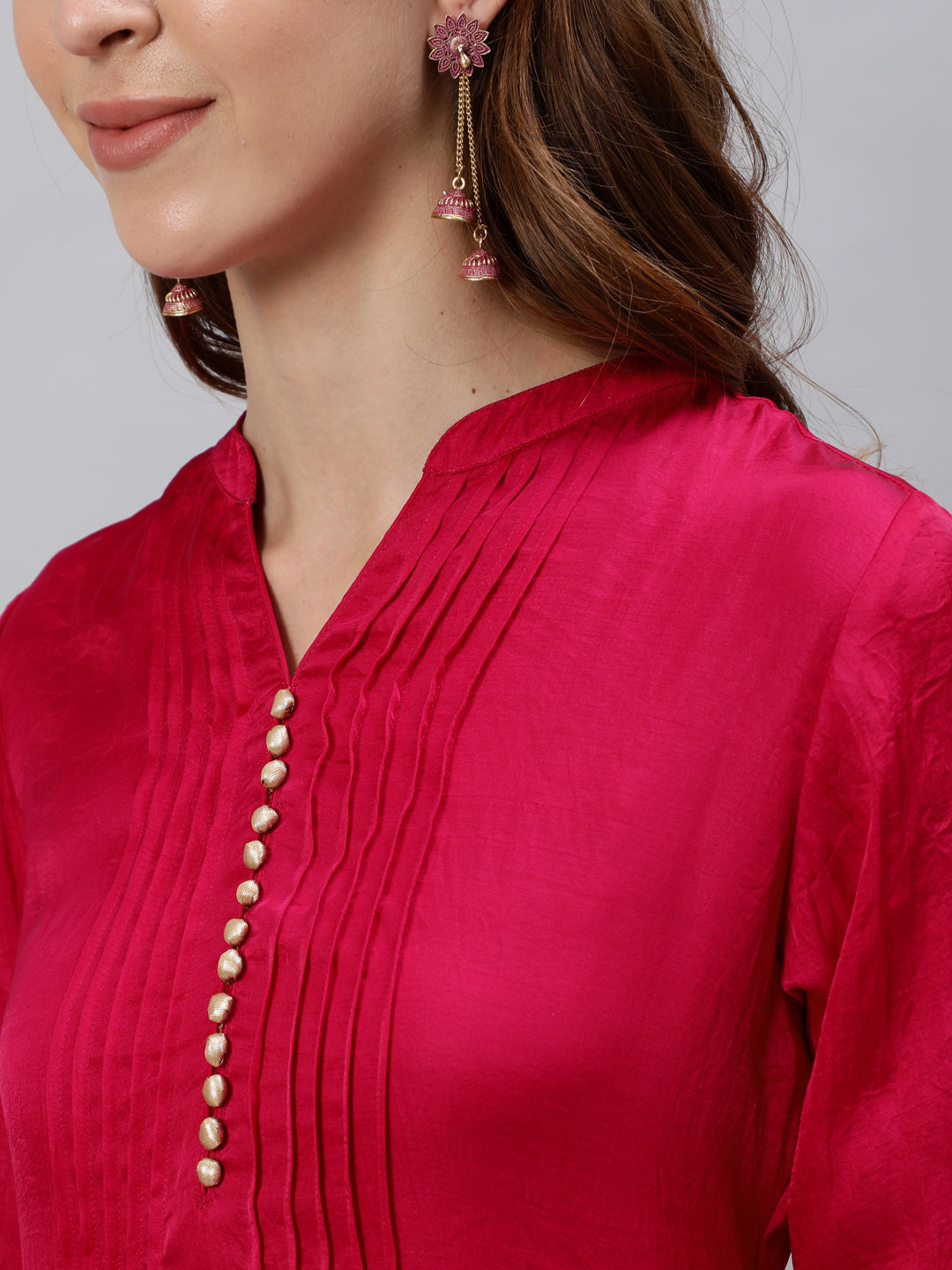 Pink Straight Kurta With Palazzo And Yellow Organza Dupatta
