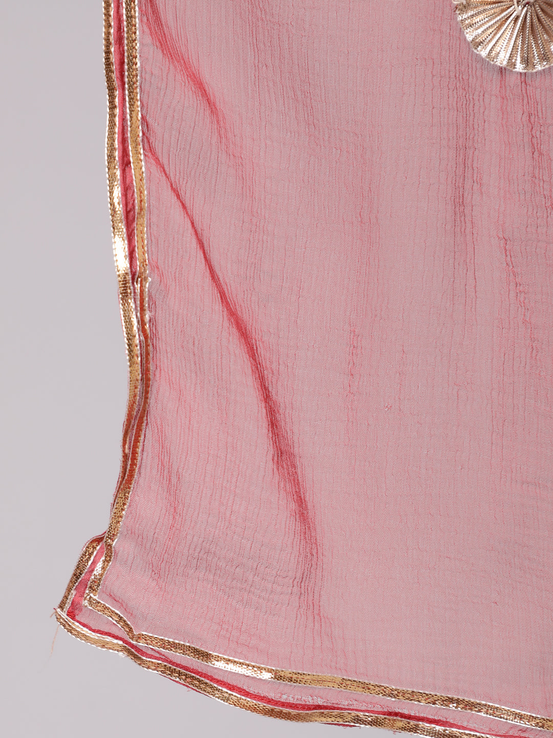 Rust Gota Pati Kurta With Pants And Dupatta