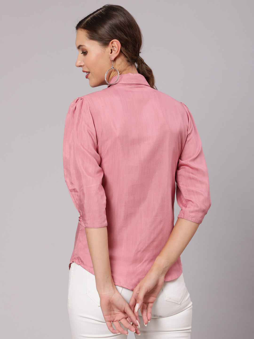 Pink Silk Blend Shirt and Pants Co-ord Set