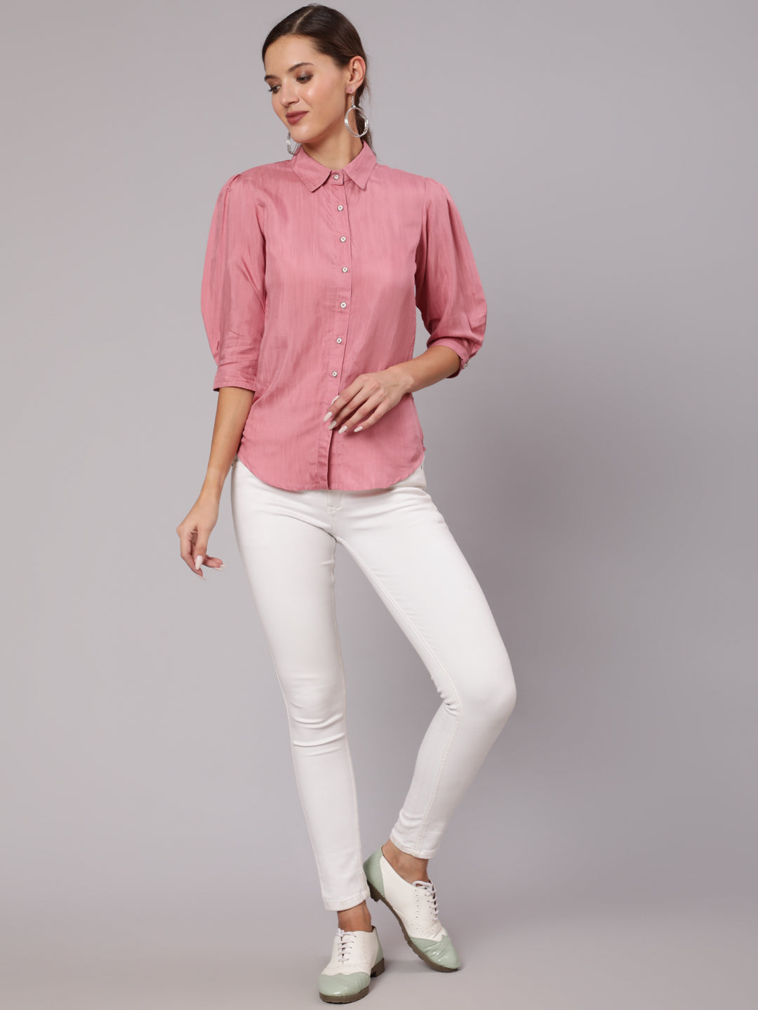 Pink Silk Blend Shirt and Pants Co-ord Set