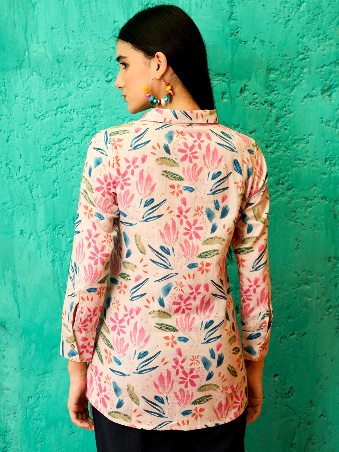 Abstract Print Pink Full-Sleeved Shirt