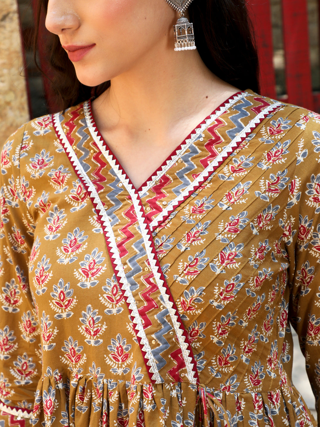 Ethnic Printed Brown Anarkali Kurta