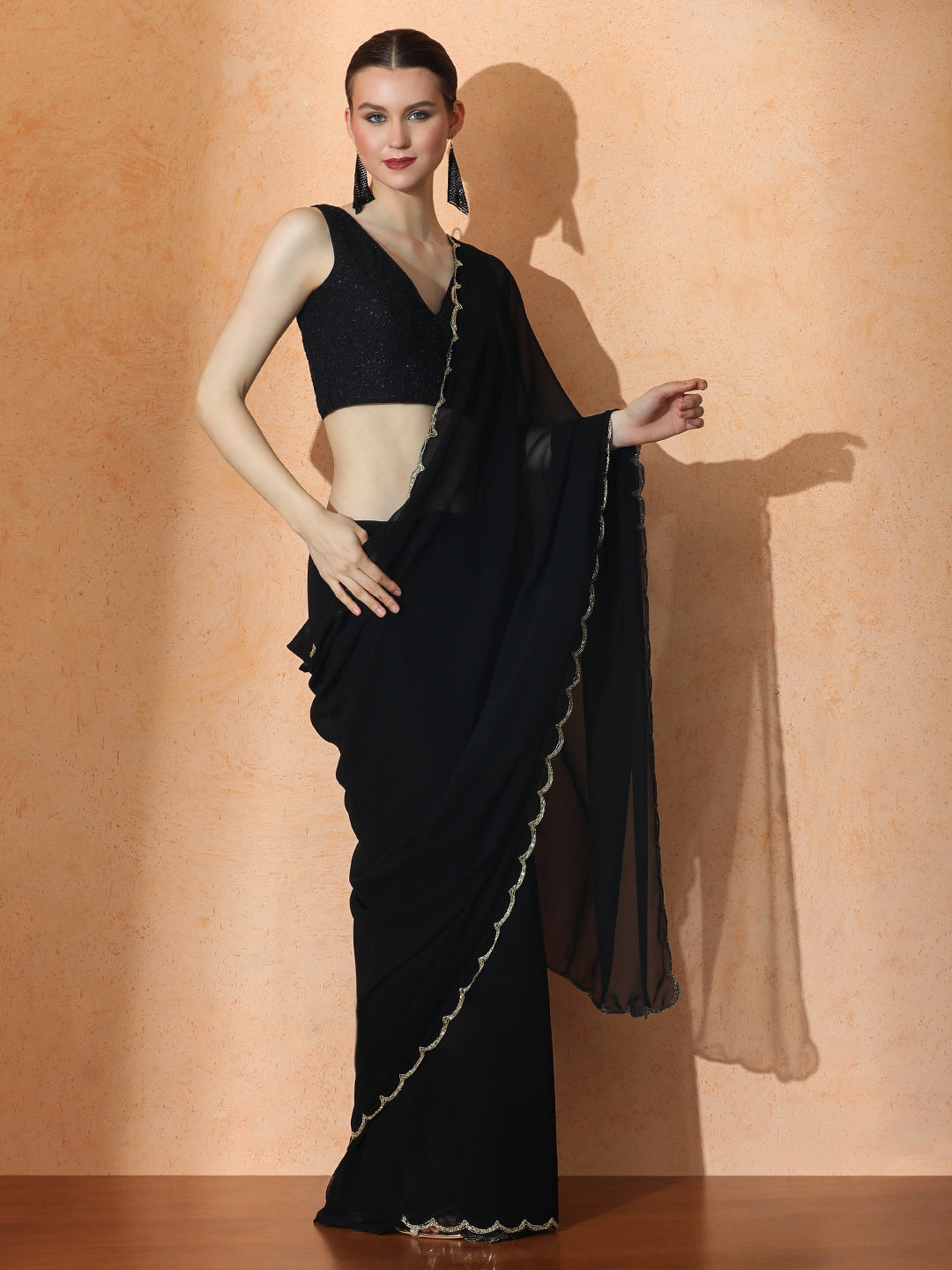 Embellished Georgette Saree with Unstiched Blouse